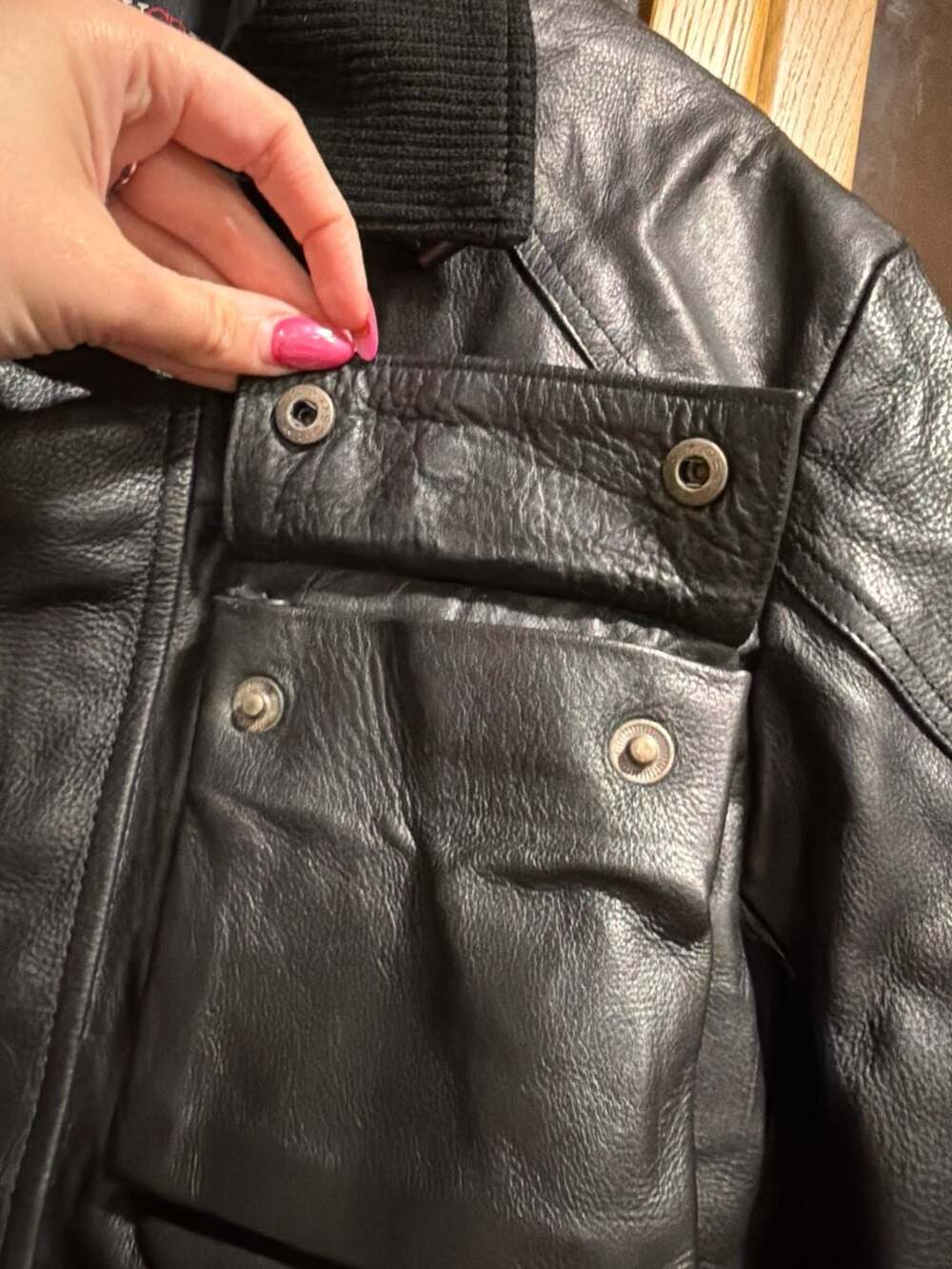Petorucci Authentic Outerwear Men's Black Grain Leather Field Jacket - Picture 7 of 11